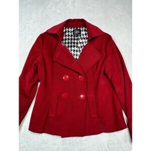 Vintage Anthropolog Luii Red Corduroy Peacoat XL Dble Breasted Retro Mod Jacket